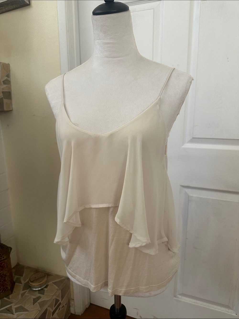 Sparkle & Fade Cream Layered Chiffon Cami